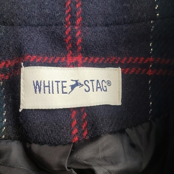 Vintage White Stag Tartan Plaid Blazer Blue, Green, Red, Gold Single Button - Picture 6 of 6